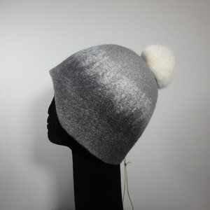 Hand-felted woolen hat with natural fir pompon